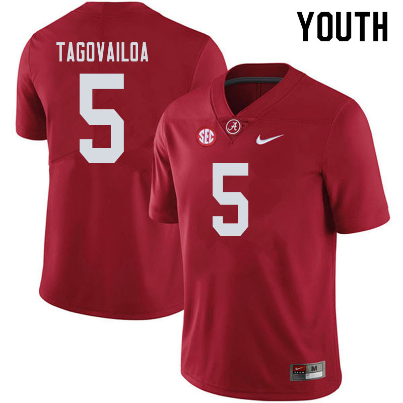 Youth #5 Taulia Tagovailoa Alabama Crimson Tide College Football Jerseys Sale-Crimson